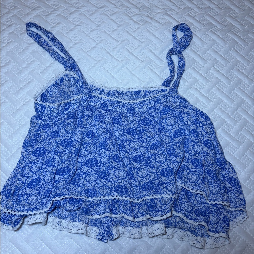 Free People | Blue Flowy Floral Tank - Picture 4 of 4